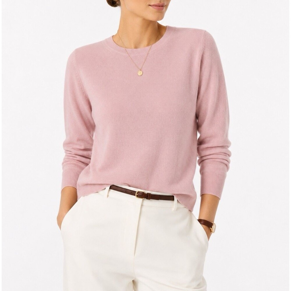 UNIQLO Women 100% Cashmere Crewneck Sweater Pink Size L Long Sleeve